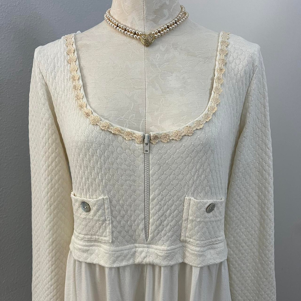 Karen Alexander 90s Vintage Cream & White Maxi Dress - Size 12 - Picture 2 of 5
